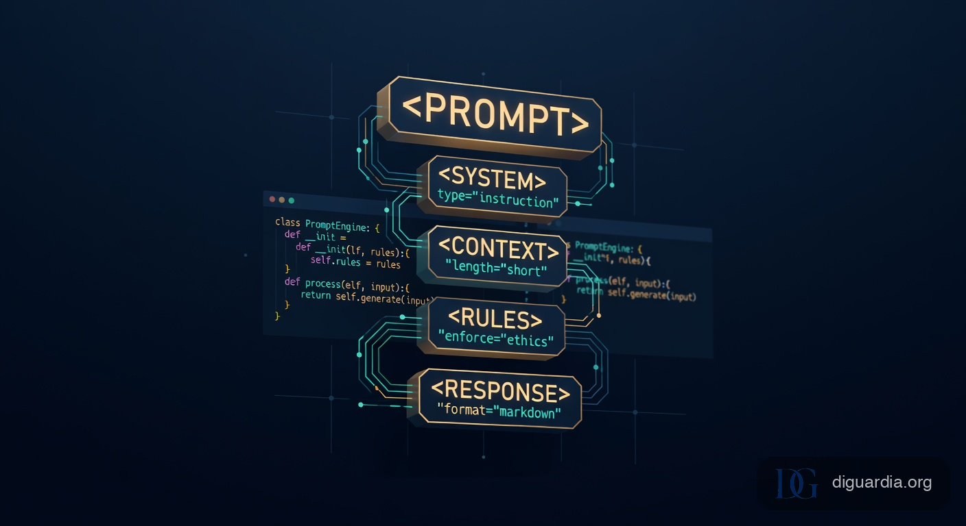Illustration of Cursor system prompt architecture with structured XML tags